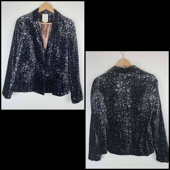 Anthro Elevenses Floral Velvet Blazer Jacket Coat - Picture 8 of 12